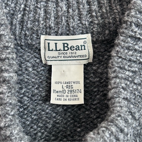 LL Bean Mens 100% Lamb's Wool Knit Henley Pullover Sweater Size Lg 285174 - Picture 5 of 8